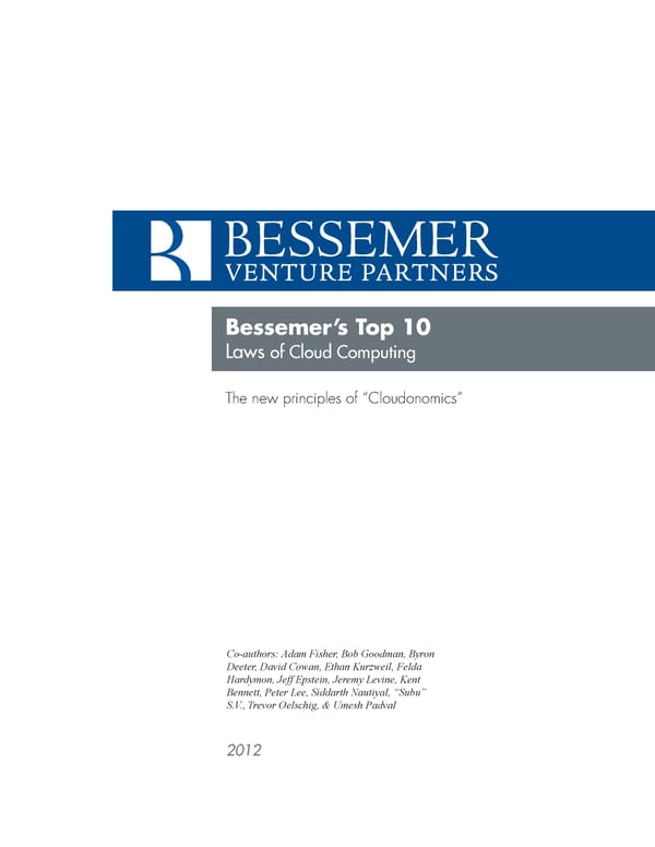 Bessemer’s Top 10 Laws of Cloud Computing - Page 1